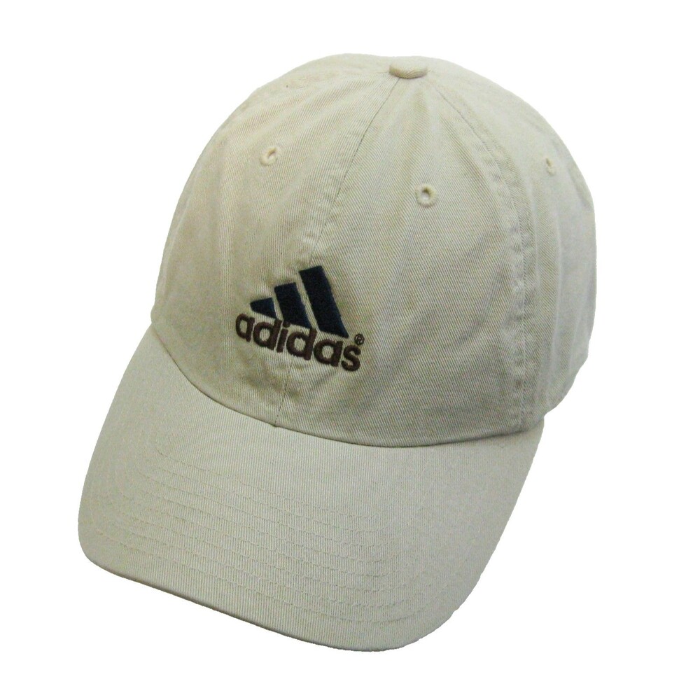 Adidas Hat Beige Baseball Cap Adjustable 100% Cotton Logo Embroidered Breathable